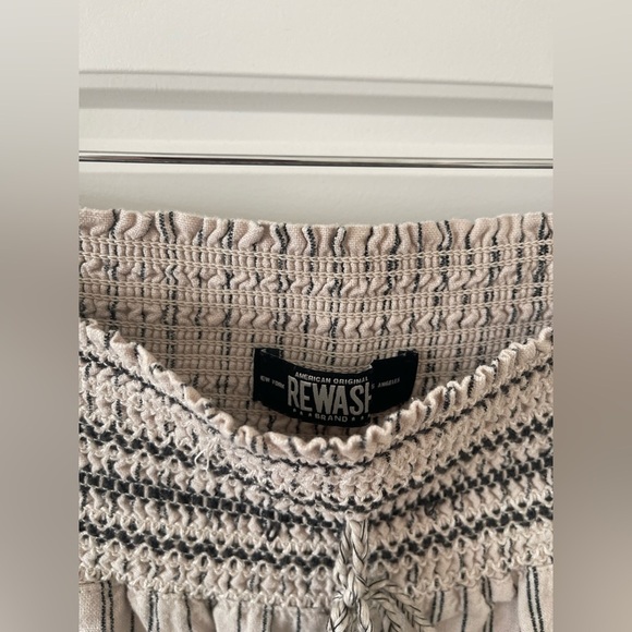 Rewash Striped Linen Smocked-Waist Wide-Leg Pants | XL - Picture 5 of 8